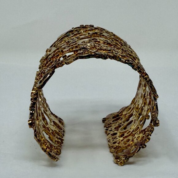 Alexis Bittar Gold Open Circle Cuff Bracelet – Sculptural Statement Wide Bangle - Picture 3 of 8